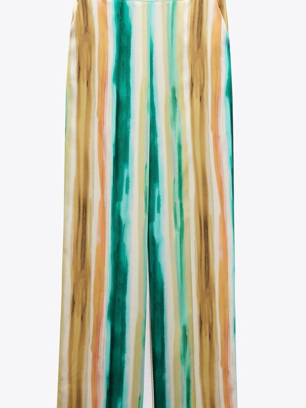 Zara Wide-Leg Striped Trousers in Teal, Mustard & White
